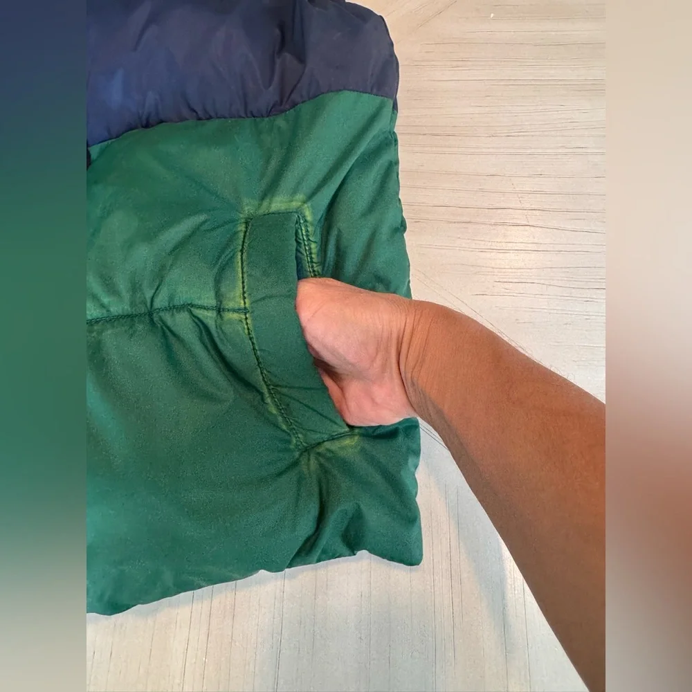 Old Navy Boys Frost-Free Puffer Vest Green Navy Quilted Size L 10-12